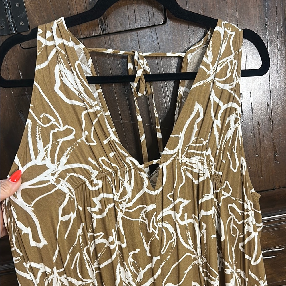 Floral Tan Mini Dress - Picture 2 of 5